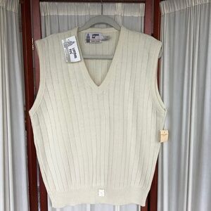Vintage London Fog Mens Sweater Vest Cream Size Large NWT Acrylic